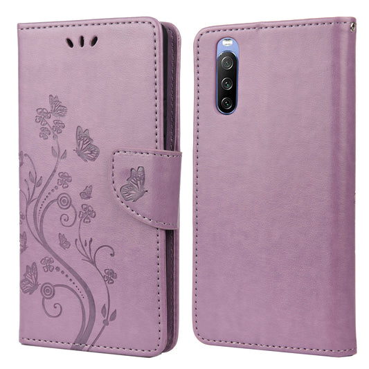 Imprinted Butterfly PU Leather Flip Wallet Full Protective Case Cover Stand for Sony Xperia 10 III 5G