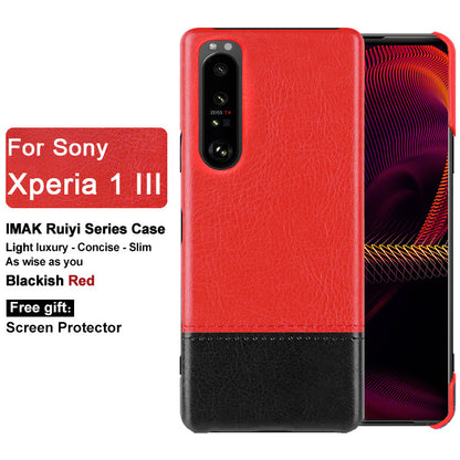 IMAK Ruiyi Series Bi-Color PU Leather + PC Phone Case Cover with Screen Protector for Sony Xperia 1 III 5G