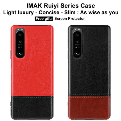 IMAK Ruiyi Series Bi-Color PU Leather + PC Phone Case Cover with Screen Protector for Sony Xperia 1 III 5G