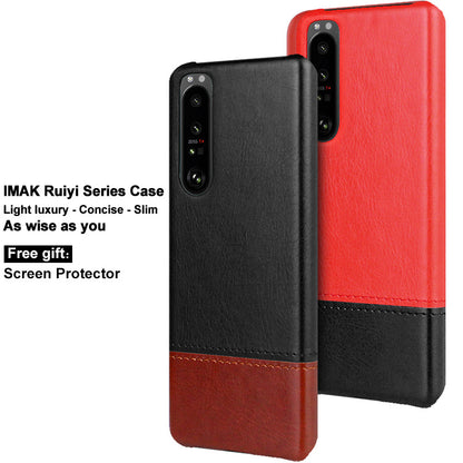 IMAK Ruiyi Series Bi-Color PU Leather + PC Phone Case Cover with Screen Protector for Sony Xperia 1 III 5G