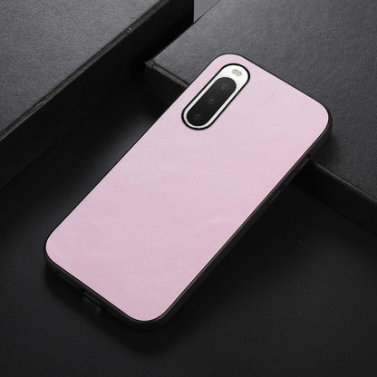 Textured PU Leather Coated Hybrid Case for Sony Xperia 10 IV, Solid Color Phone Back Cover Accessory