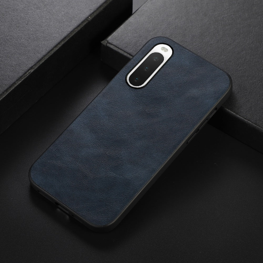 Textured PU Leather Coated Hybrid Case for Sony Xperia 10 IV, Solid Color Phone Back Cover Accessory