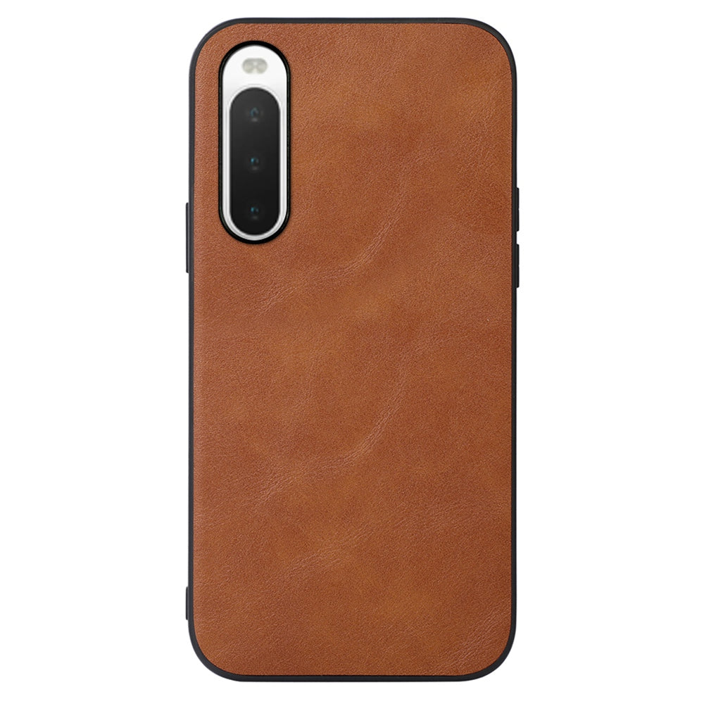 Textured PU Leather Coated Hybrid Case for Sony Xperia 10 IV, Solid Color Phone Back Cover Accessory