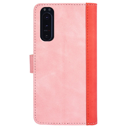 For Sony Xperia 5 II Color Splicing Flip Wallet Phone Case PU Leather Inner TPU Full Body Shockproof Magnetic Closure Stand Cover