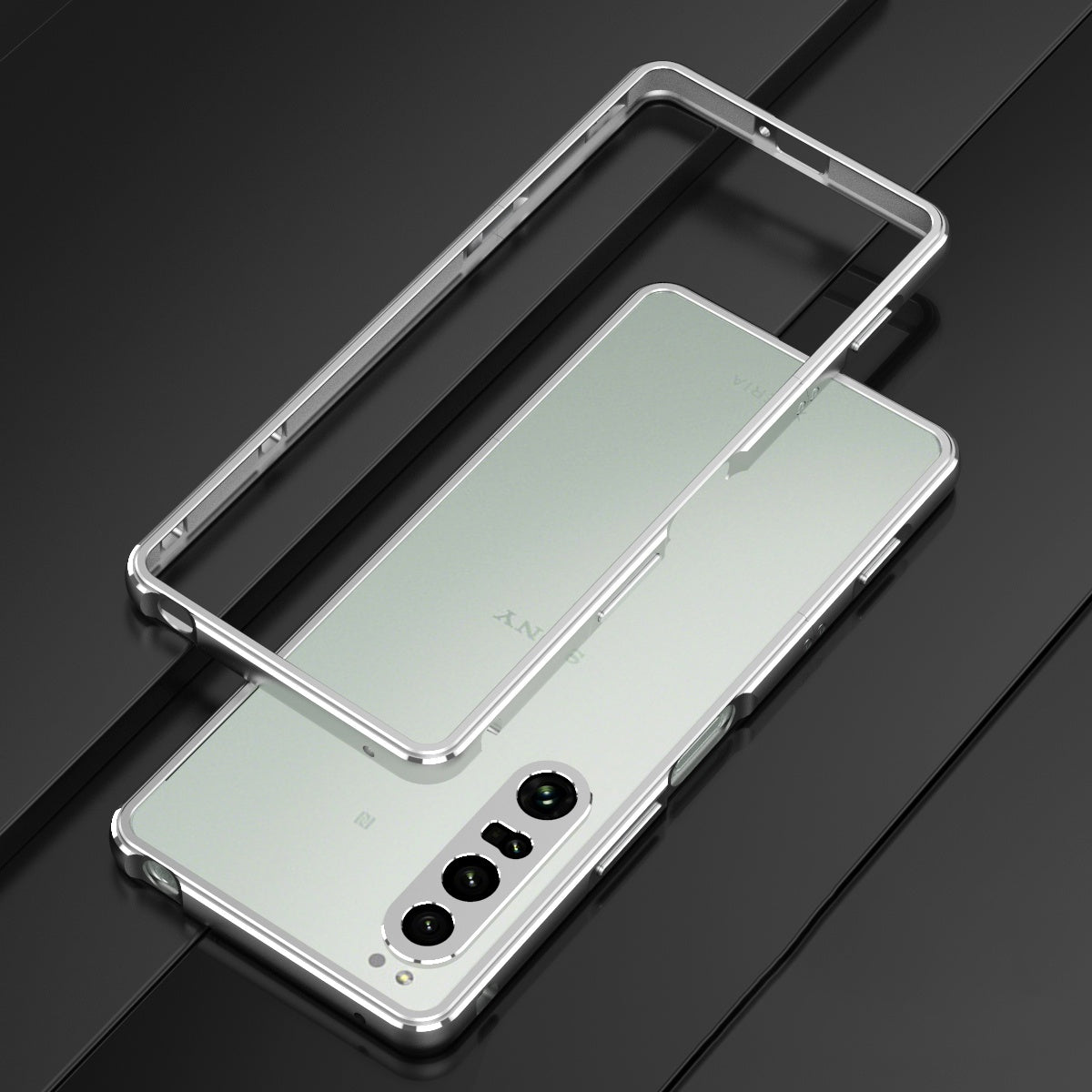 For Sony Xperia 1 IV 5G Bumper Case Metal Frame Shock Absorbent Bumper Cover with Camera Lens Protector