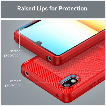 For Sony Xperia Ace III TPU Protective Phone Case Anti-scratch Carbon Fiber Texture Brushed Surface Cover