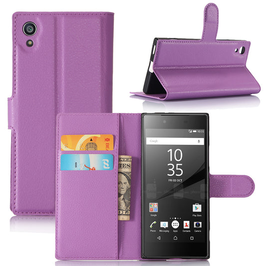 Litchi Grain Wallet Stand Leather Mobile Case for Sony Xperia XA1