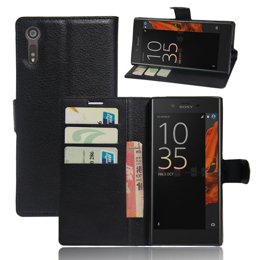 Litchi Grain Wallet Stand Leather Phone Case for Sony Xperia XZs / XZ