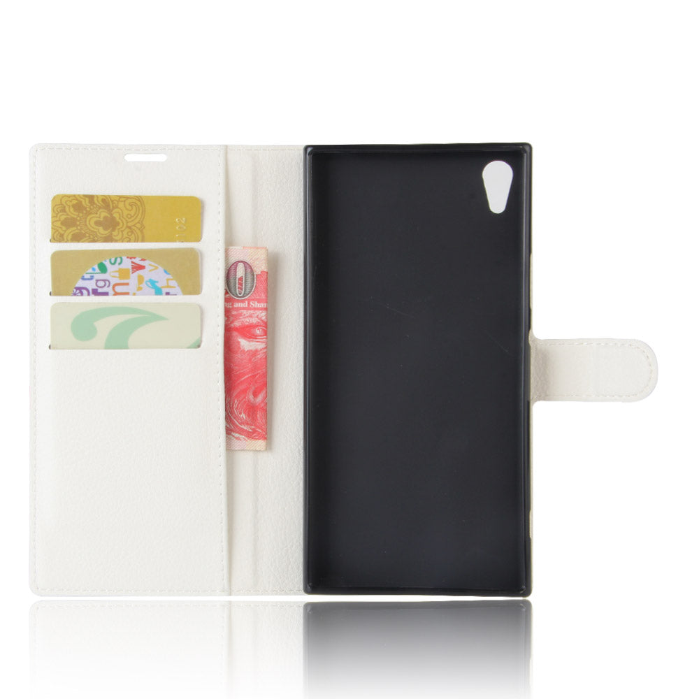 Litchi Skin Leather Wallet Cover for Sony Xperia XA1 Ultra