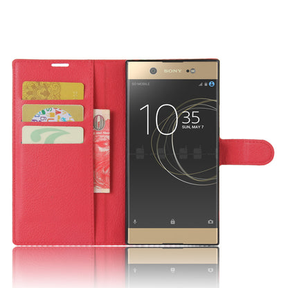 Litchi Skin Leather Wallet Cover for Sony Xperia XA1 Ultra