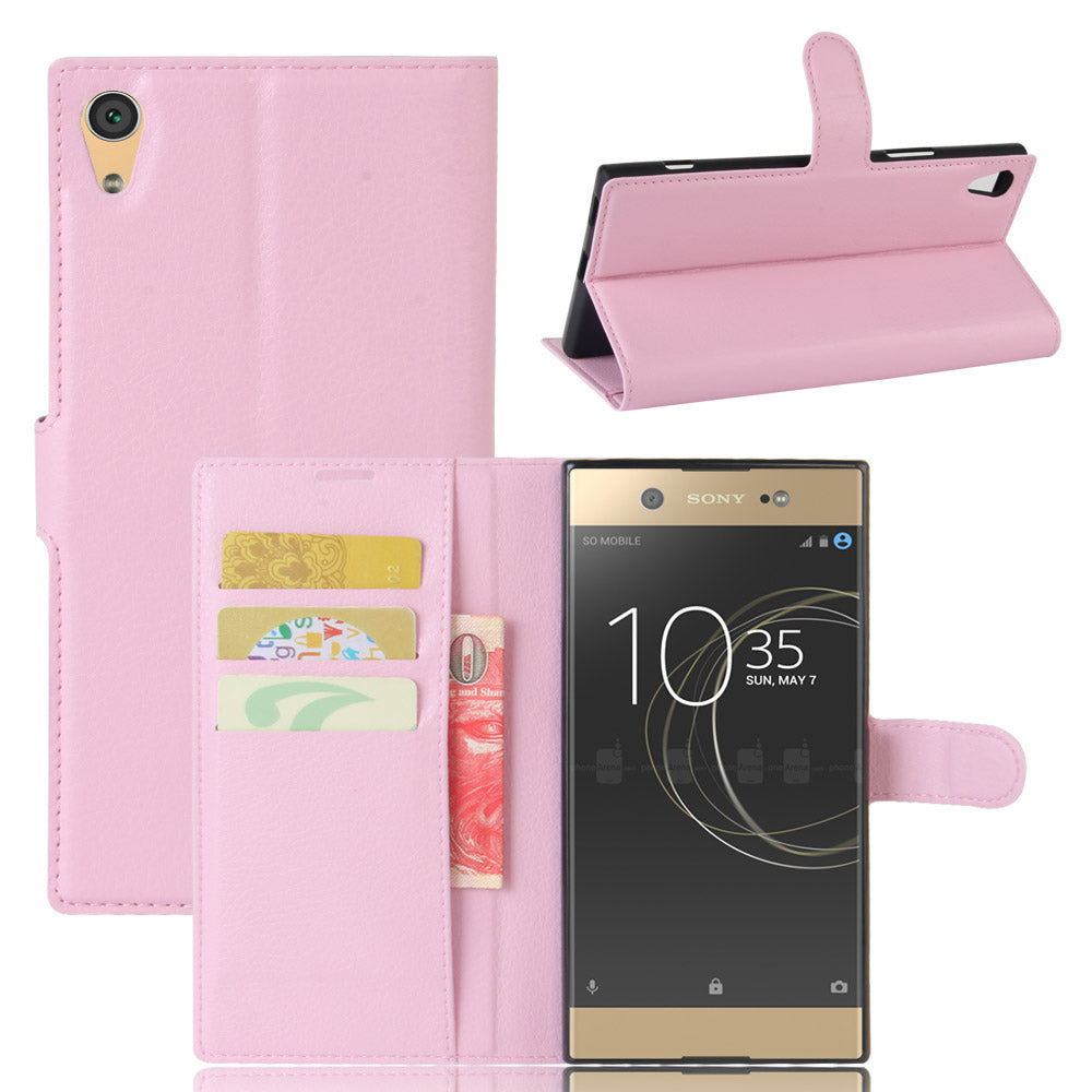 Litchi Skin Leather Wallet Cover for Sony Xperia XA1 Ultra