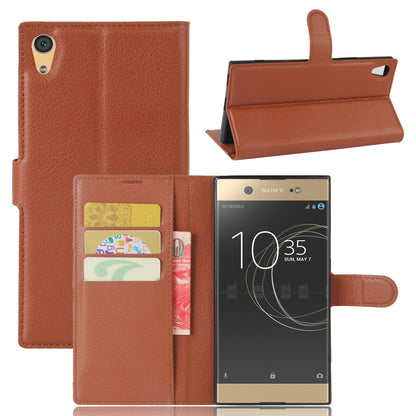 Litchi Skin Leather Wallet Cover for Sony Xperia XA1 Ultra