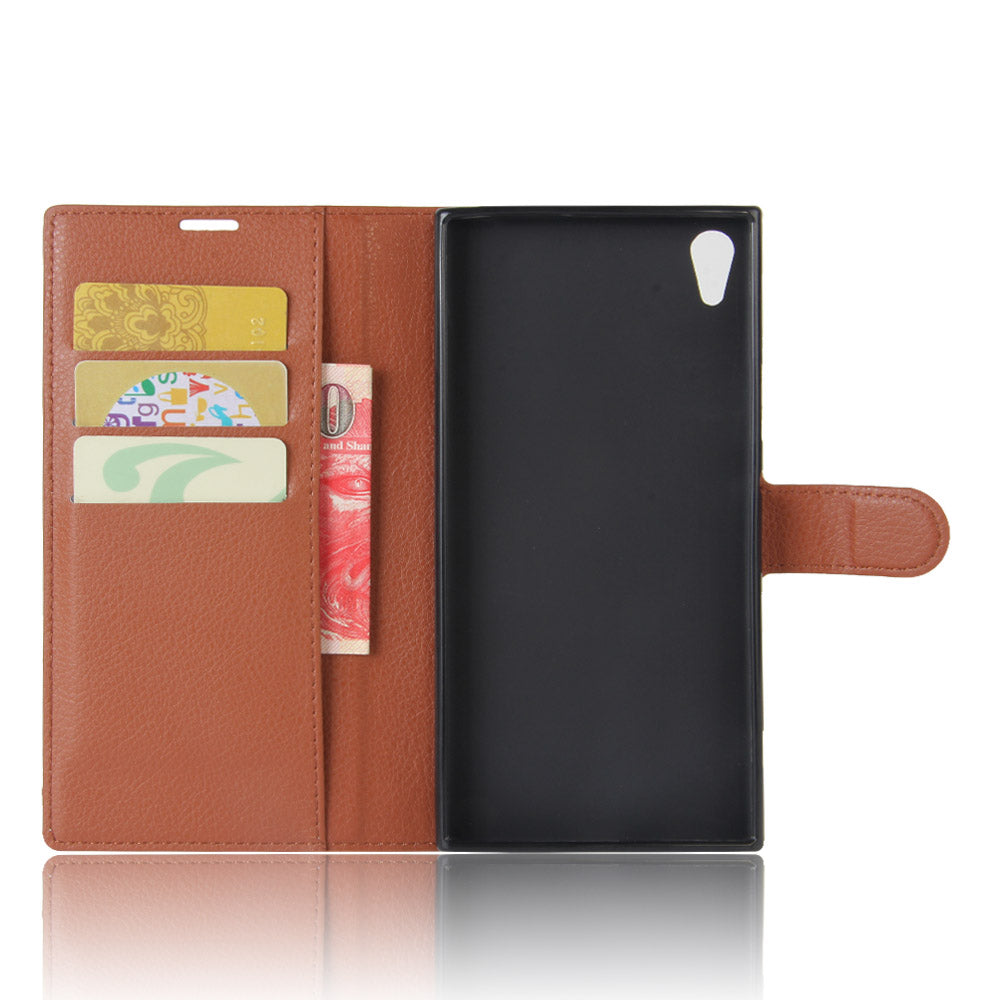 Litchi Skin Leather Wallet Cover for Sony Xperia XA1 Ultra