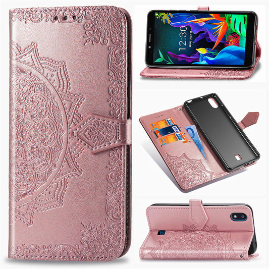 Embossed Mandala Flower Wallet Leather Stand Phone Cover for LG K20 (2019)