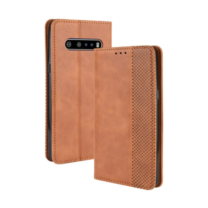 Auto-absorbed Retro Leather Wallet Phone Cover for LG V60 ThinQ 5G