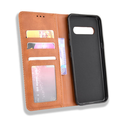 Auto-absorbed Retro Leather Wallet Phone Cover for LG V60 ThinQ 5G