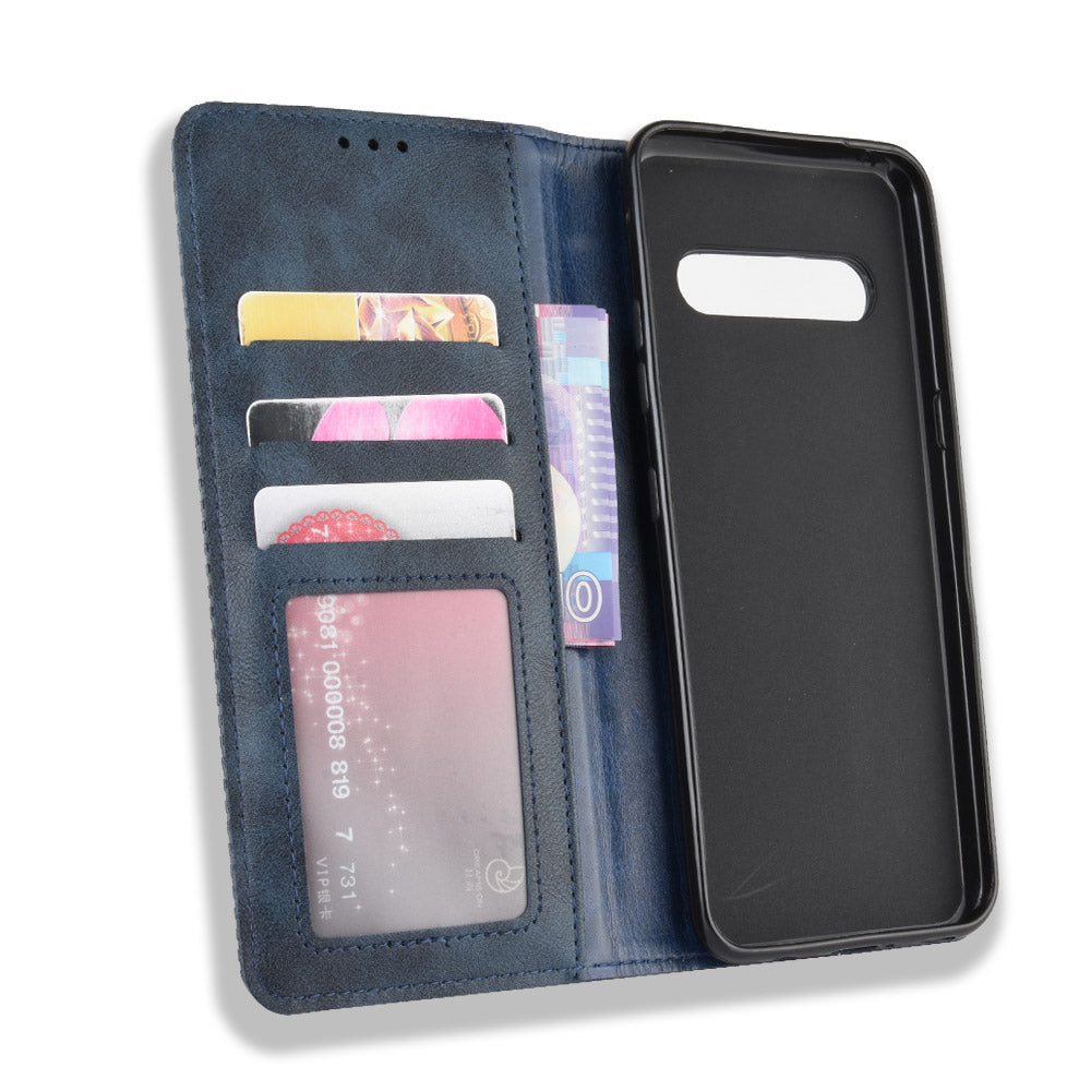 Auto-absorbed Retro Leather Wallet Phone Cover for LG V60 ThinQ 5G