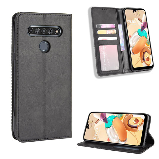 For LG K51S/K41S Auto-absorbed Retro Leather Case with Wallet Stand