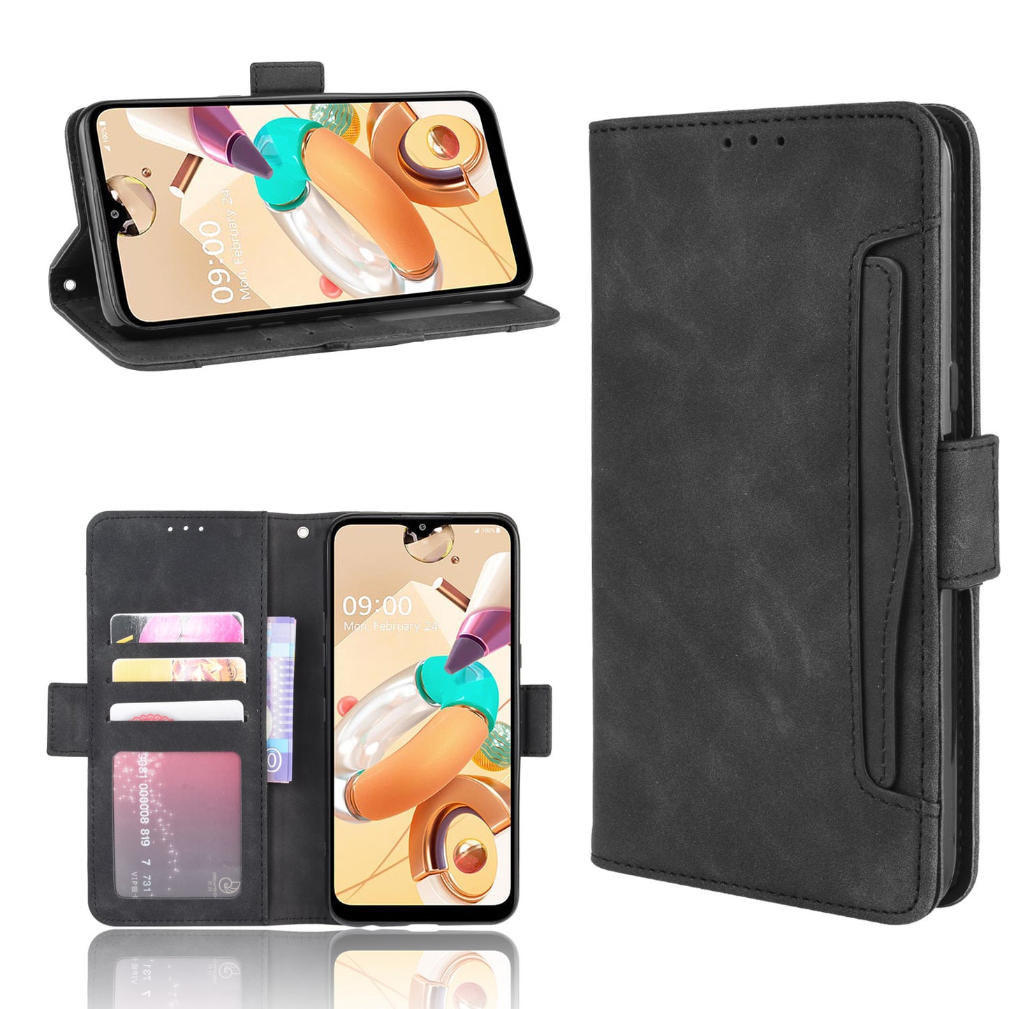 Multiple Card Slots Leather Wallet Protector Cover for LG K51S/K41S