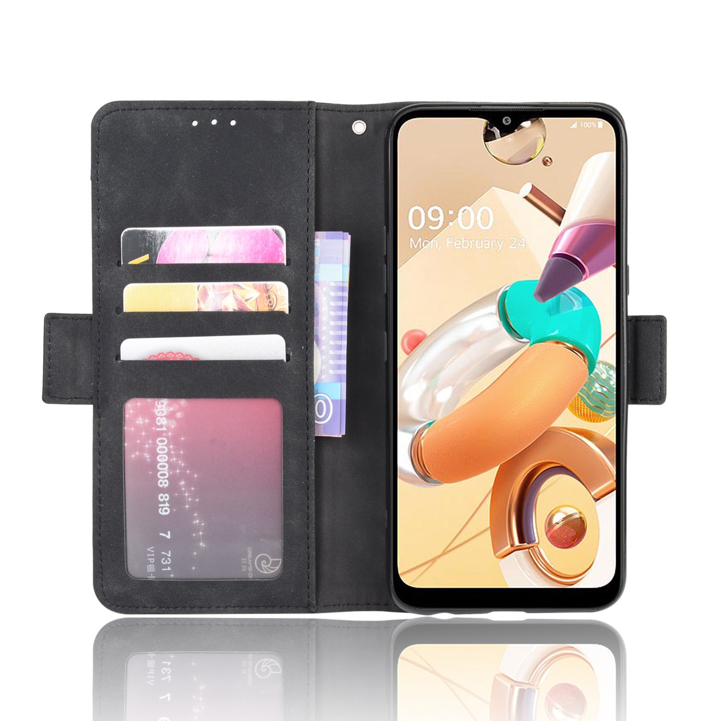 Multiple Card Slots Leather Wallet Protector Cover for LG K51S/K41S