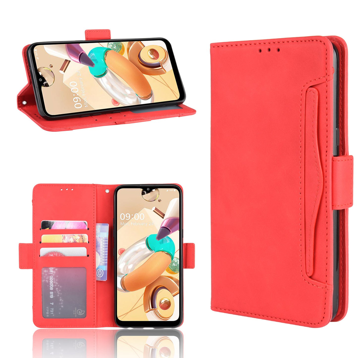 Multiple Card Slots Leather Wallet Protector Cover for LG K51S/K41S