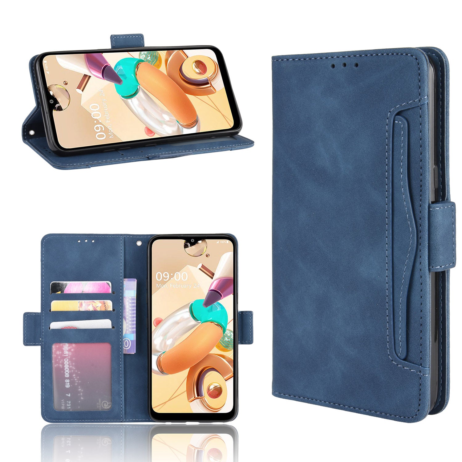 Multiple Card Slots Leather Wallet Protector Cover for LG K51S/K41S