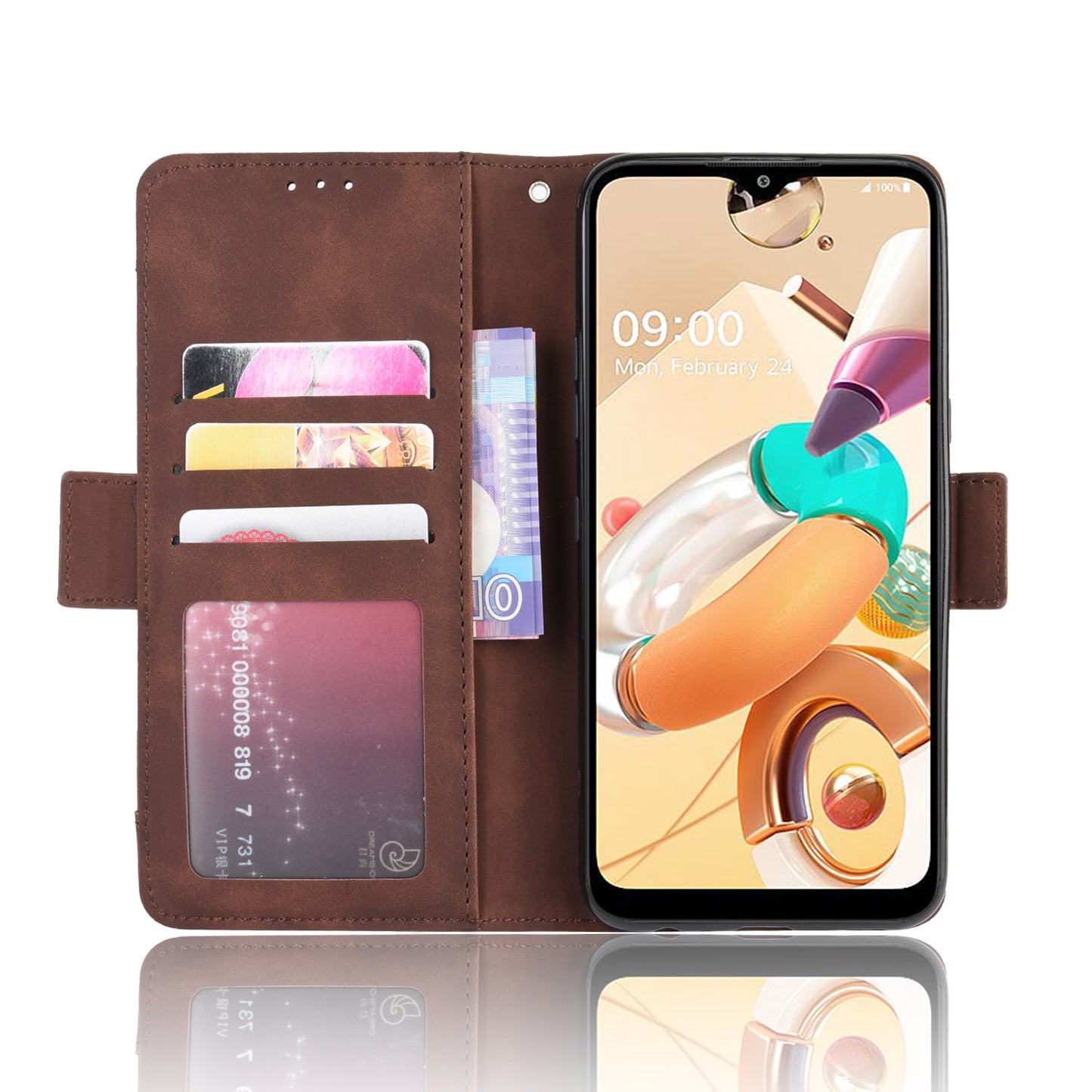 Multiple Card Slots Leather Wallet Protector Cover for LG K51S/K41S