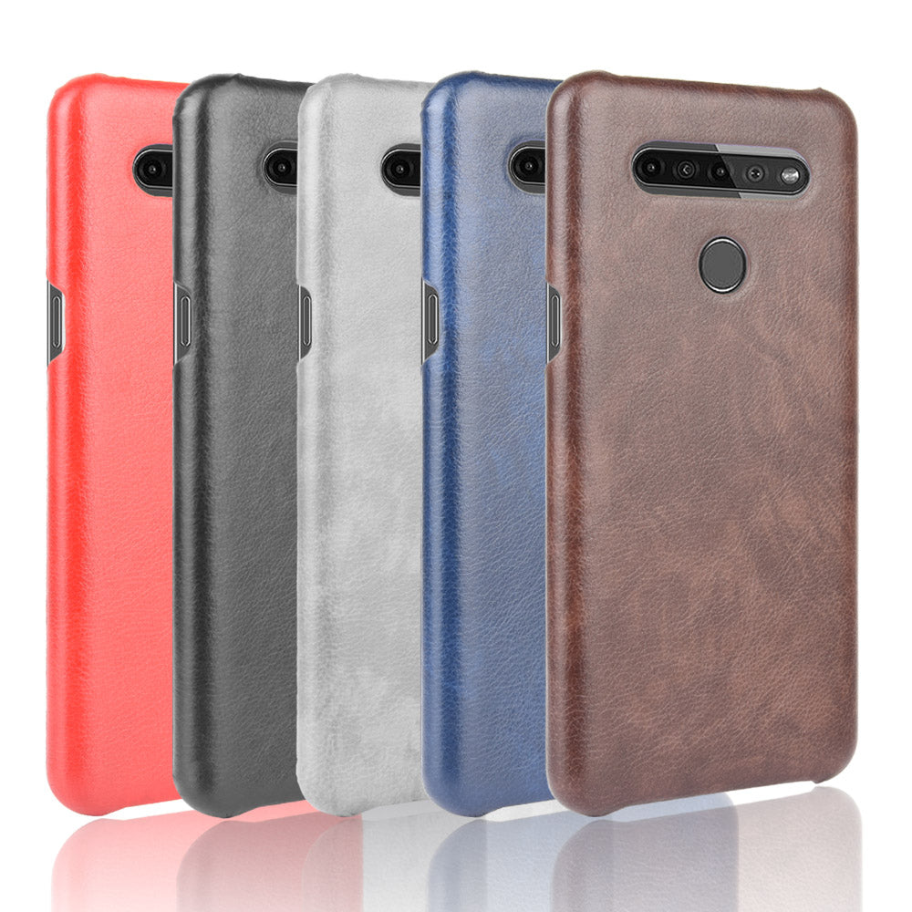 Litchi Texture PU Leather Coated Plastic Hard Phone Cover for LG K41S