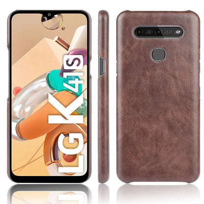 Litchi Texture PU Leather Coated Plastic Hard Phone Cover for LG K41S