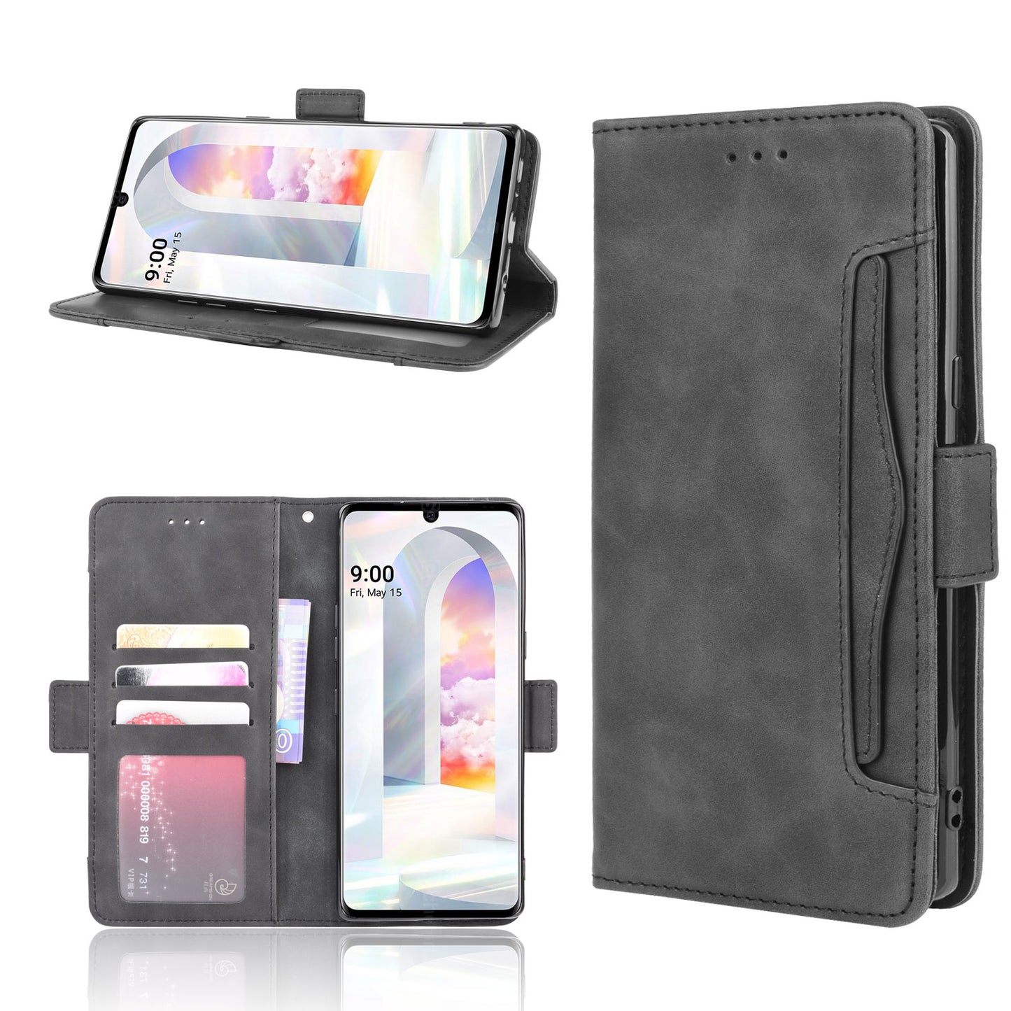 Wallet Leather Phone Case with Multiple Card Slots for LG Velvet