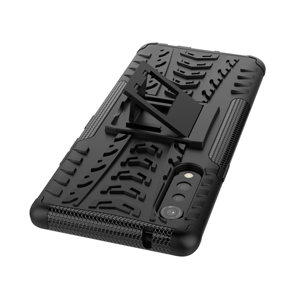 Cool Tyre Pattern PC + TPU Anti-slip Phone Shell with Kickstand for LG Velvet