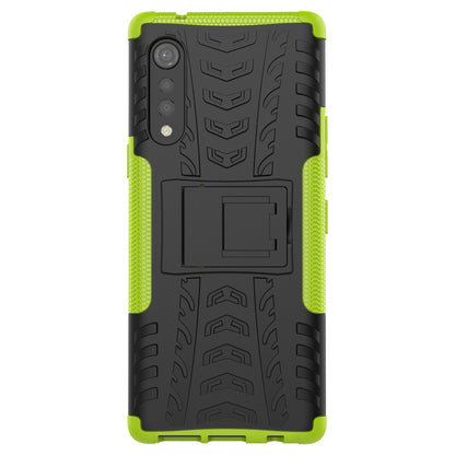 Cool Tyre Pattern PC + TPU Anti-slip Phone Shell with Kickstand for LG Velvet