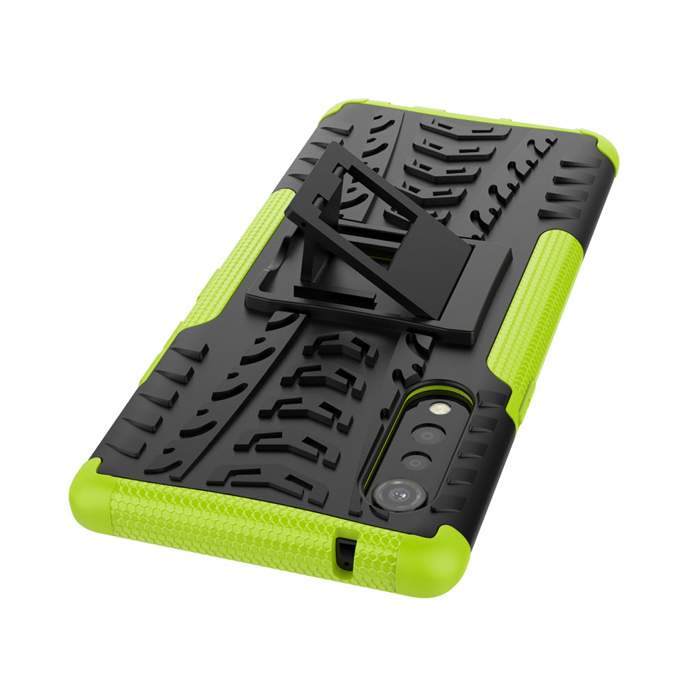 Cool Tyre Pattern PC + TPU Anti-slip Phone Shell with Kickstand for LG Velvet