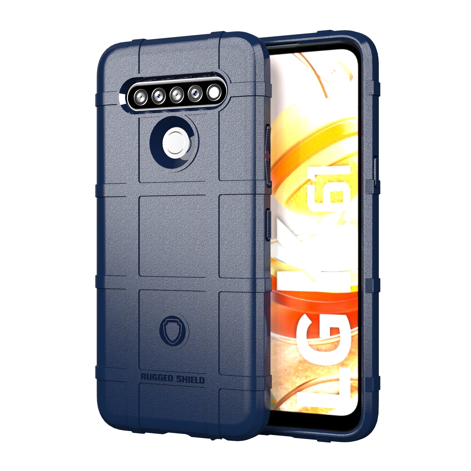 Rugged Shield Square Grid Texture TPU Cover for LG K61/Q61