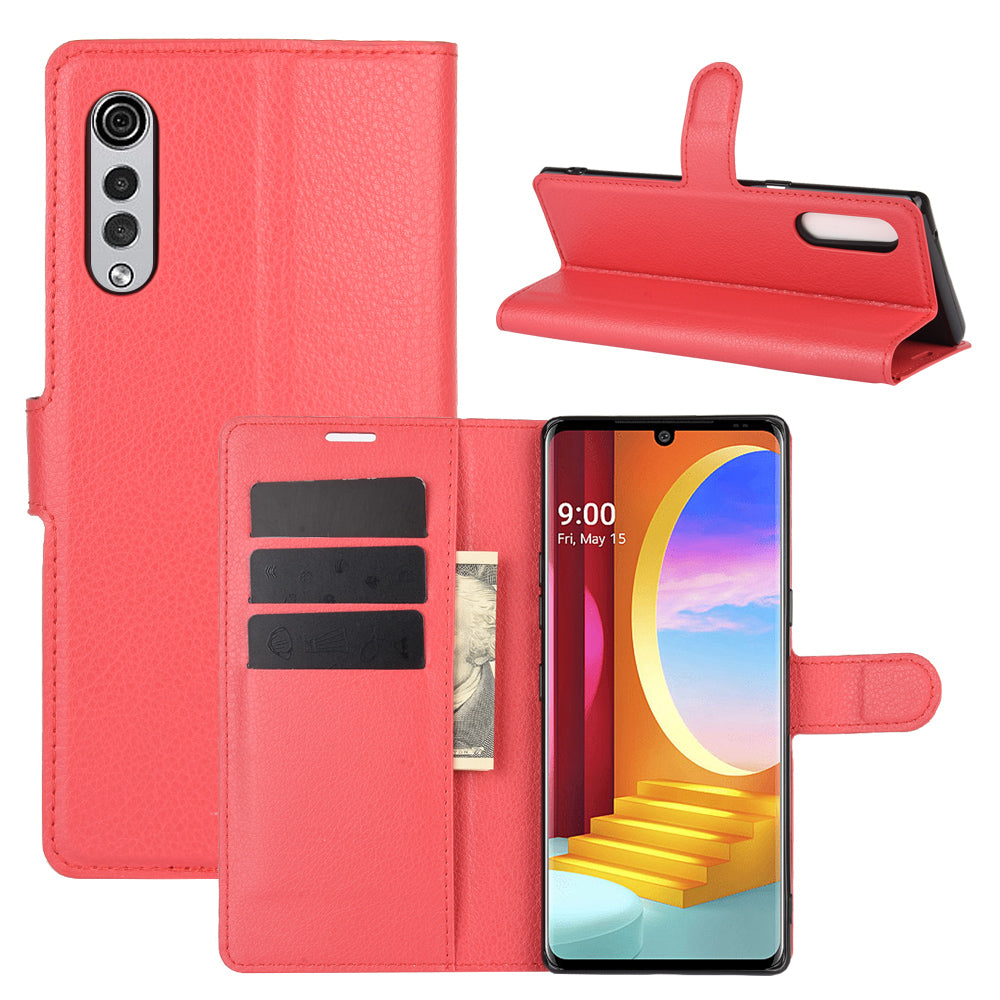 Litchi Skin Wallet Leather Stand Case for LG Velvet