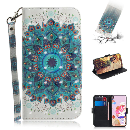 Pattern Printing Light Spot Decor Leather Wallet Casing with Lanyard for LG K41S / LG K51S