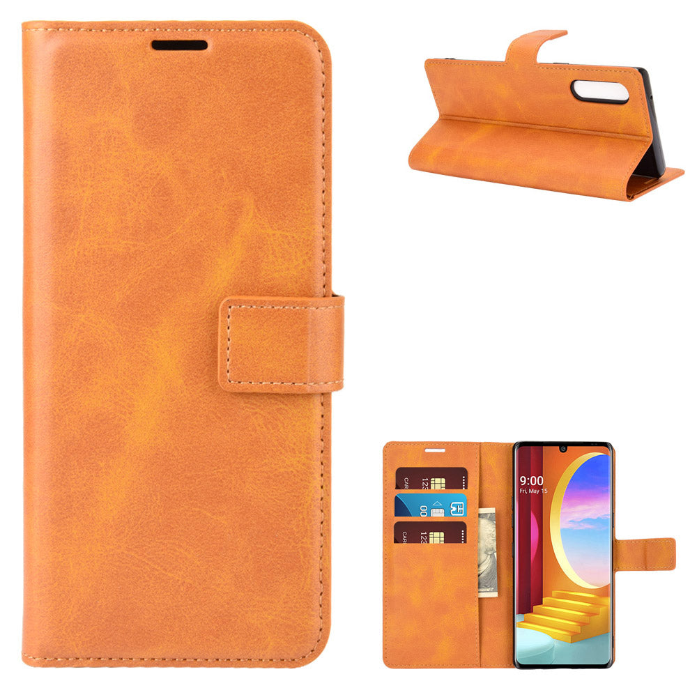 Leather Wallet Phone Stand Case with Magnetic Closure for LG Velvet