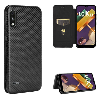 Carbon Fiber Skin Leather Auto-absorbed Phone Cover for LG K22