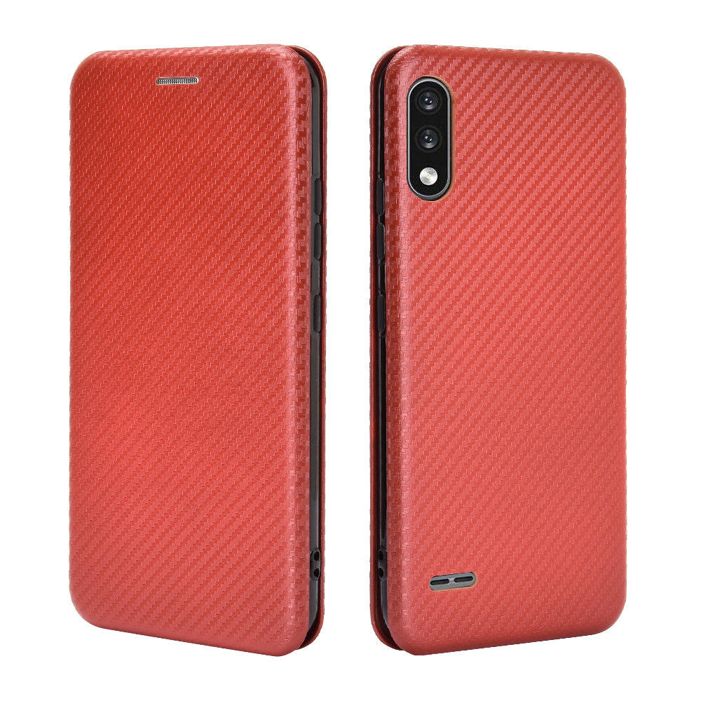 Carbon Fiber Skin Leather Auto-absorbed Phone Cover for LG K22