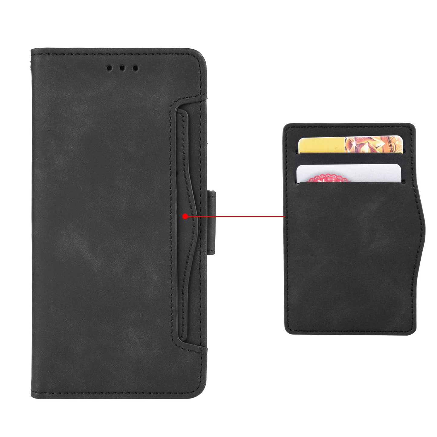 Leather Wallet Phone Cover Shell with Draw-Out Card Slots for LG K22