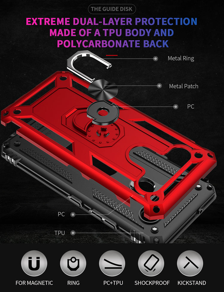 Anti-drop PC + TPU Hybrid Shell Cover with Ring Kickstand for LG K61