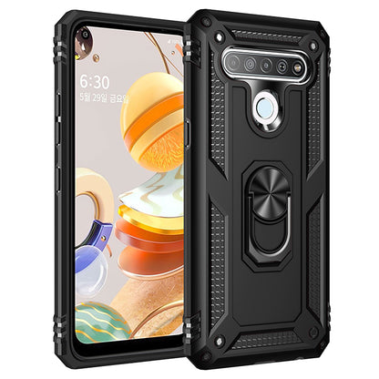 Anti-drop PC + TPU Hybrid Shell Cover with Ring Kickstand for LG K61