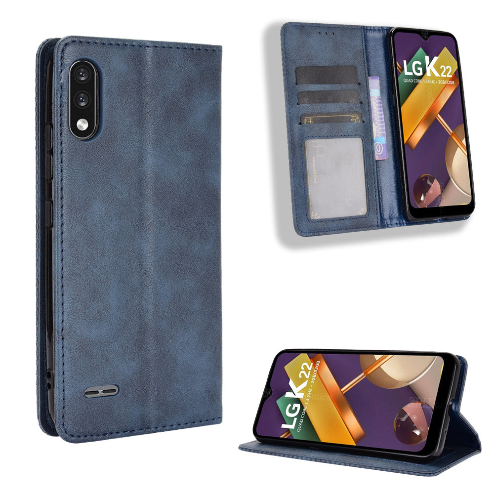 Magnetic Vintage Style Phone Case for LG K22 Wallet Stand Leather Cover