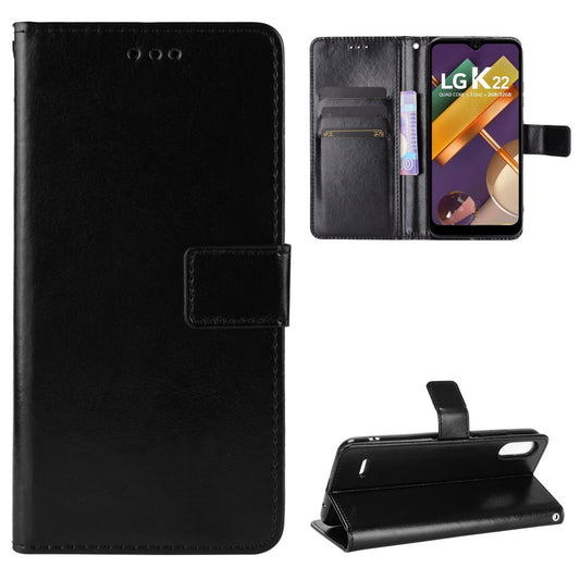 Crazy Horse Texture Protector Wallet Stand Leather Cover Case for LG K22