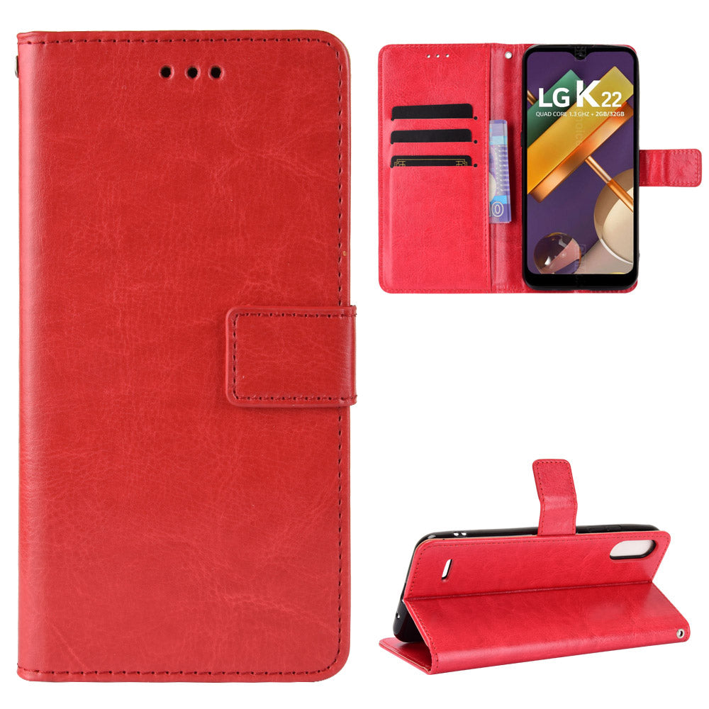 Crazy Horse Texture Protector Wallet Stand Leather Cover Case for LG K22