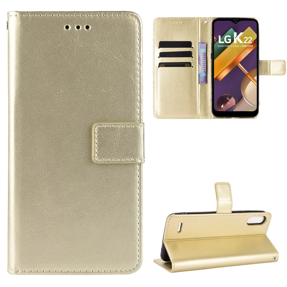 Crazy Horse Texture Protector Wallet Stand Leather Cover Case for LG K22