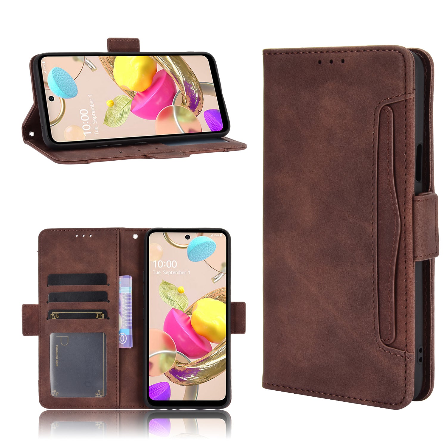 Multiple Card Slots Wallet Case Stand Leather Cover Case for LG K42