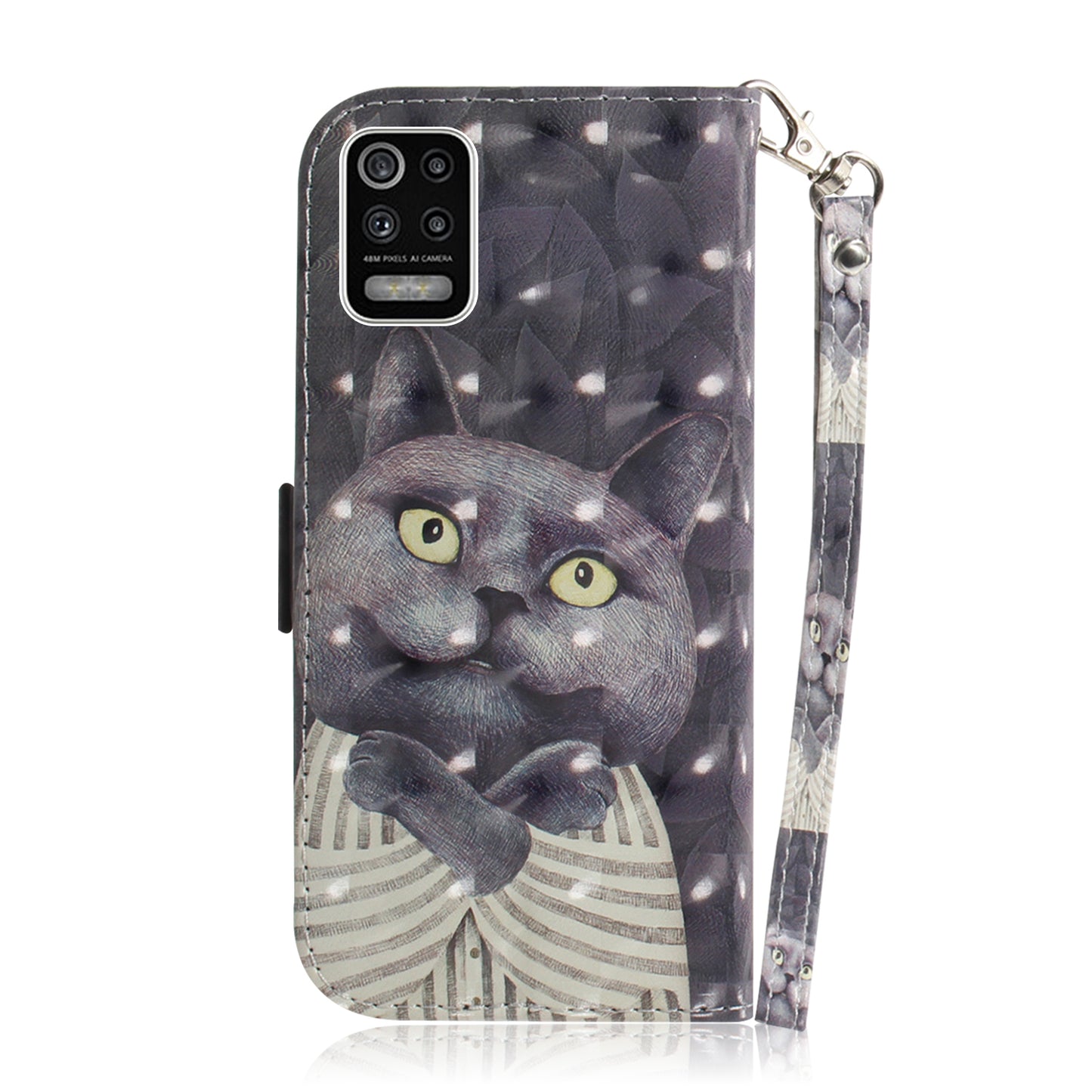 Pattern Printing Light Spot Decor Wallet Stand Flip Leather Phone Case for LG K62 / LG K52 / LG Q52