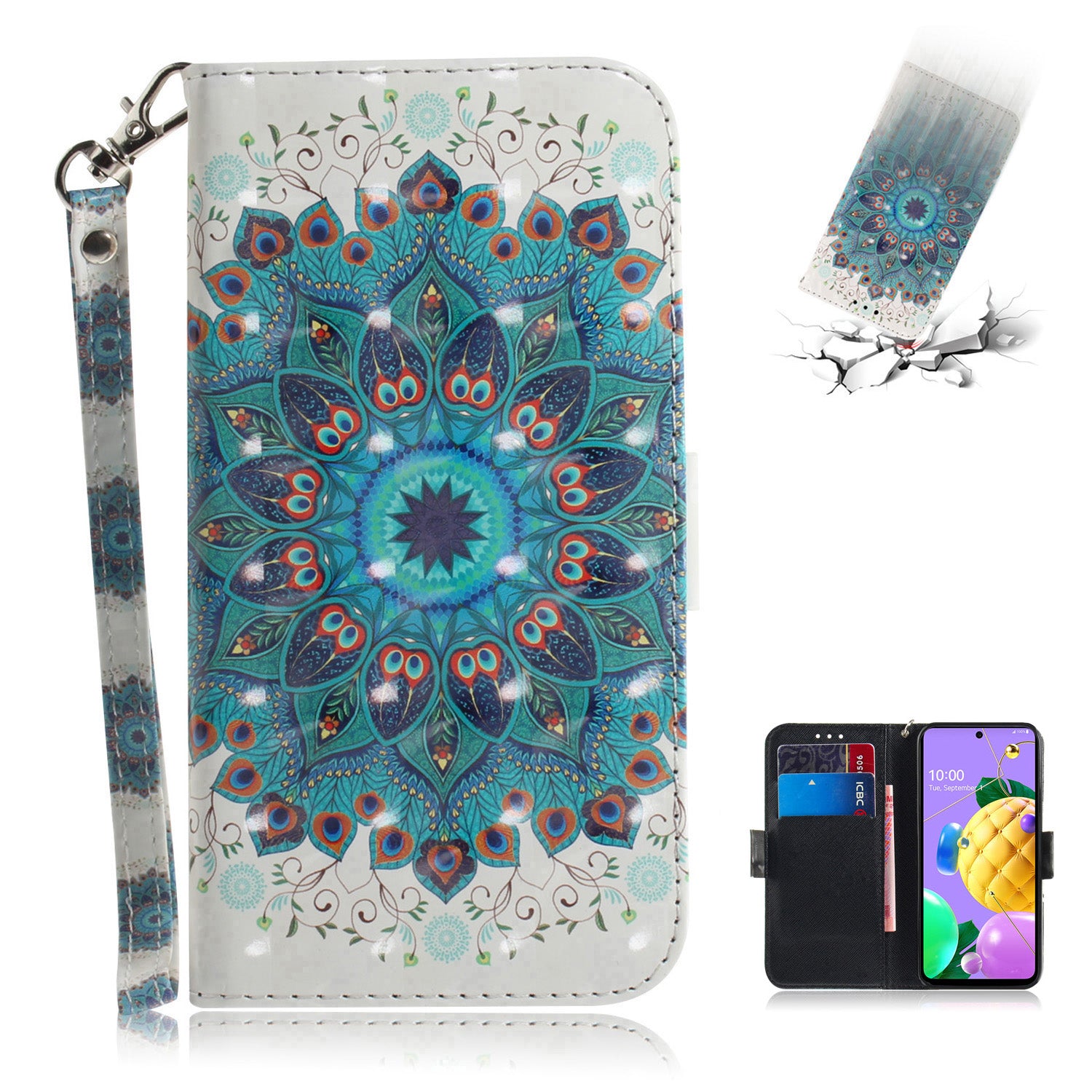 Pattern Printing Light Spot Decor Wallet Stand Flip Leather Phone Case for LG K62 / LG K52 / LG Q52