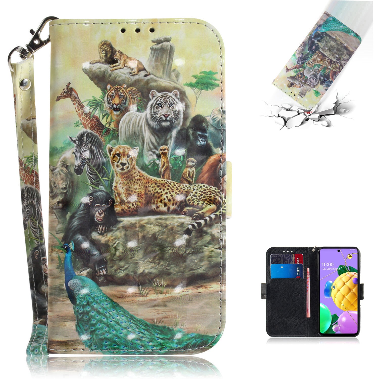 Pattern Printing Light Spot Decor Wallet Stand Flip Leather Phone Case for LG K62 / LG K52 / LG Q52